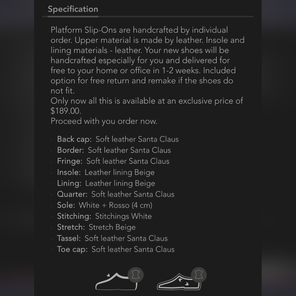 Girotti Platform Slip Ons6873 Soft Leather Santa Claus (Red) Size 42(EUR)/10(US) - Picture 6 of 6